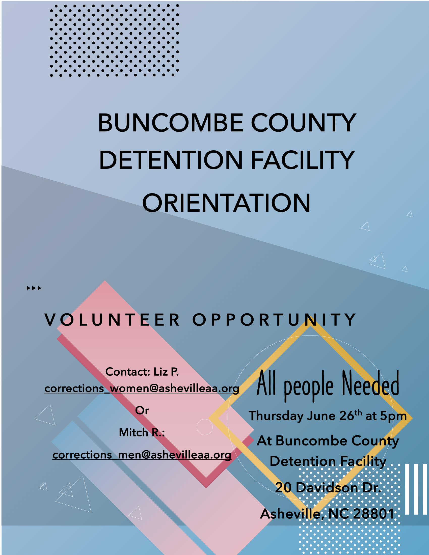 Buncombe County Detention Facility Orientation, June 26, 5 PM